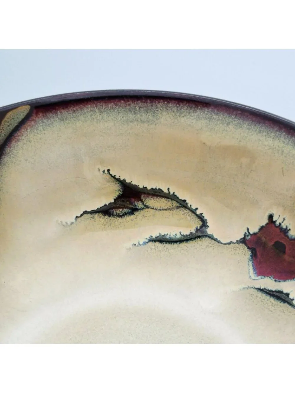 Mikasa Desert Bloom Soup/Cereal Bowl, Glossy Beige Stoneware Dark Red Floral